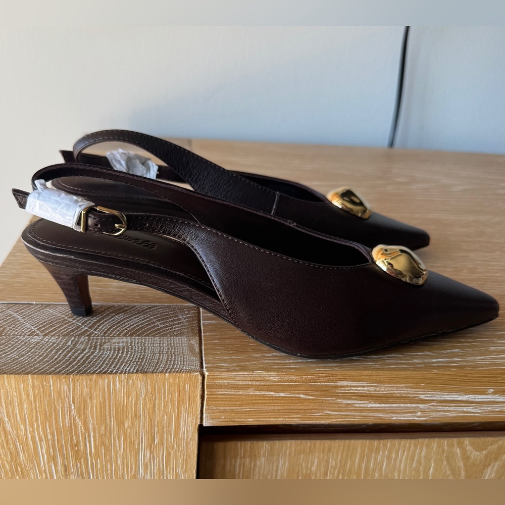NWOB! MADEWELL The Emilie Slingback Pump Coffee Bean Leather Size 6.5 FLAW🚨 - Picture 9 of 16